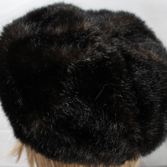 Vintage 1960s Brown Faux Fur Hat Classic - Picture 3 of 6